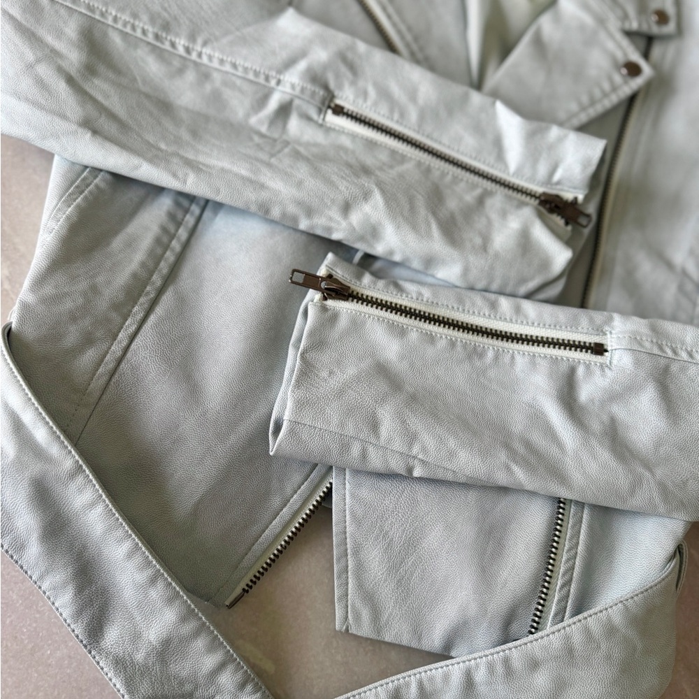 Wild Honey Women Light Blue Vegan Leather Moto - Picture 12 of 13